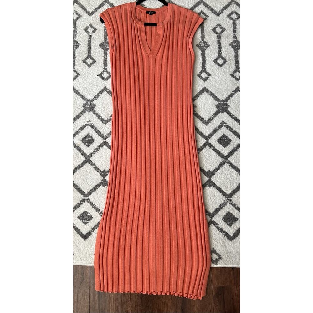 RAILS Ashley Coral Ribbed Knit Sweater Stretch Midi Dress - Picture 9 of 15